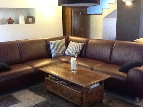 Salotto angolare in pelle marrone